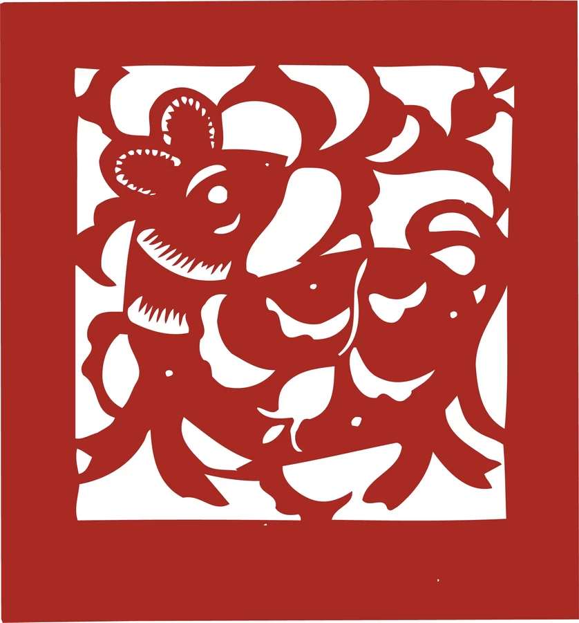 中国风中式传统喜庆民俗人物动物窗花剪纸插画边框AI矢量PNG素材【1562】